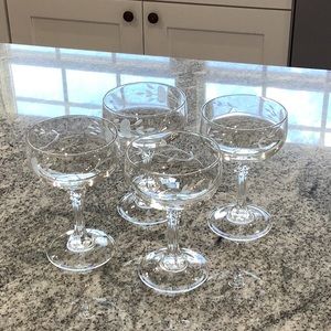 Set of 4 Princess House Heritage lead crystal Champagne/Dessert stemware